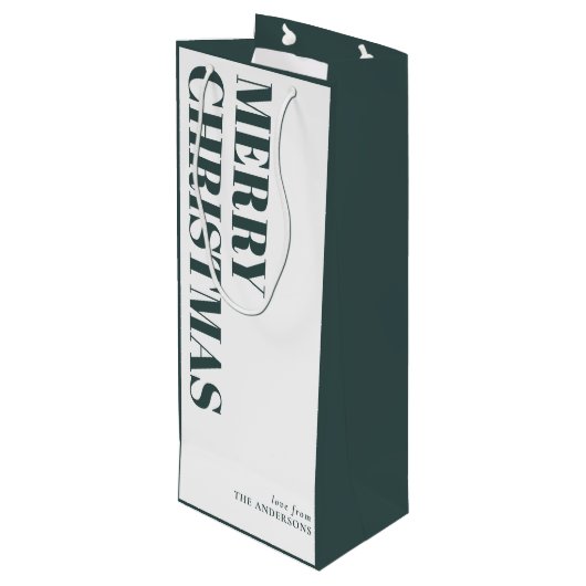 Modern groen Minimal Hedendaagse Vrolijke Kerstmis Wijn Cadeautas (Achterkant Gekanteld)