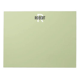 Modern groen monogram, notitiepad notitieblok