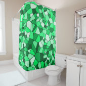 Modern groen mozaïekpatroon douchegordijn (In situ)