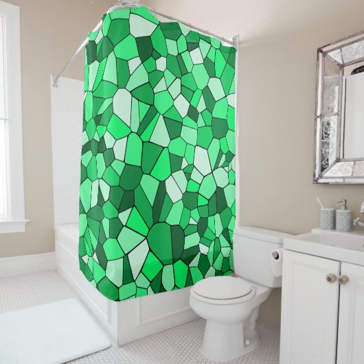 Modern groen mozaïekpatroon douchegordijn (In situ)