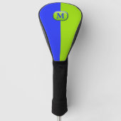 Modern groen Neon Blue Monogram Golfheadcover (Voorkant)