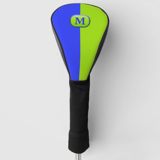 Modern groen Neon Blue Monogram Golfheadcover (Voorkant)