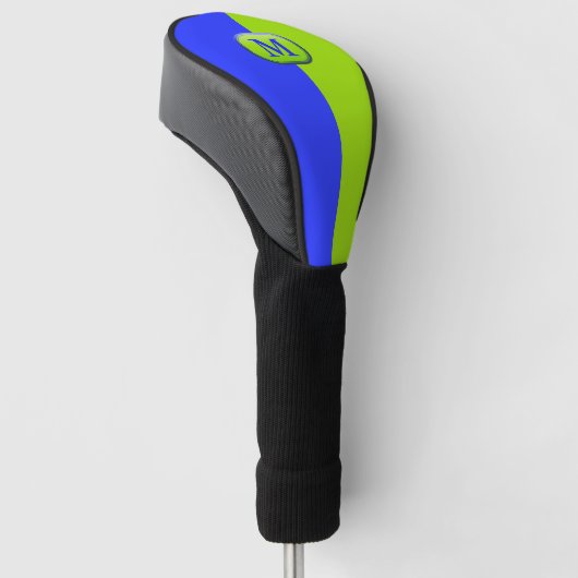 Modern groen Neon Blue Monogram Golfheadcover (Schuin)