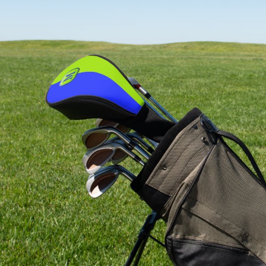 Modern groen Neon Blue Monogram Golfheadcover (Insitu)