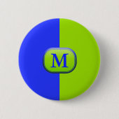 Modern groen Neon Blue Monogram Ronde Button 5,7 Cm (Voorkant)