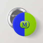 Modern groen Neon Blue Monogram Ronde Button 5,7 Cm (Voorkant /achterkant)