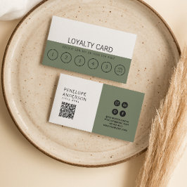 Modern groen neutraal trendy elegant uniek 6 punch klantenkaartje