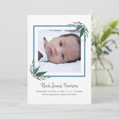 Modern groen Nieuwe Baby Boy Foto Geboorte Aankondiging (Staand voorkant)