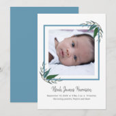 Modern groen Nieuwe Baby Boy Foto Geboorte Aankondiging (Voorkant / Achterkant)
