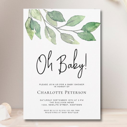 Modern groen Oh Baby Baby shower Kaart