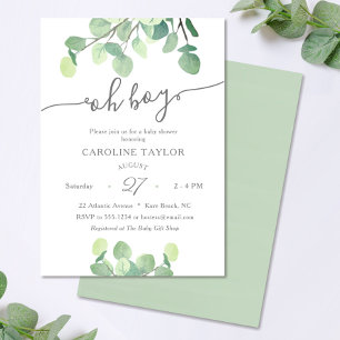 Modern groen Oh Boy Baby shower Invitation