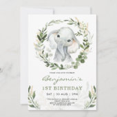 Modern groen olifant | Groen goud 1e verjaardag Kaart (Voorkant)