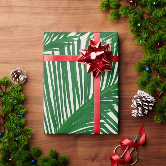Modern groen palm Leaf Tropical Pattern Cadeaupapier (Feestdagen Geschenken)