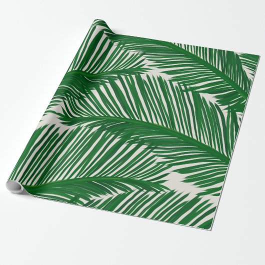 Modern groen palm Leaf Tropical Pattern Cadeaupapier (Uitgerold)