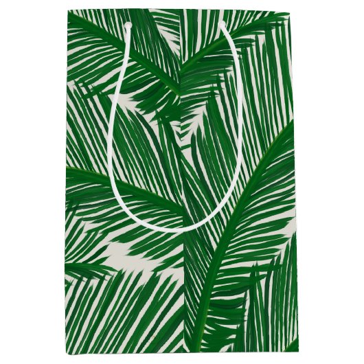 Modern groen palm Leaf Tropical Pattern Medium Cadeauzakje (Voorkant)