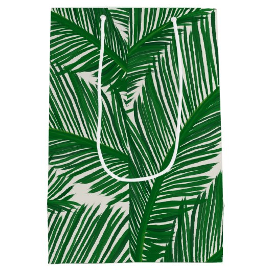Modern groen palm Leaf Tropical Pattern Medium Cadeauzakje (Achterkant)