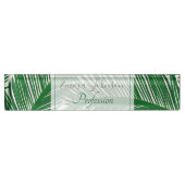 Modern groen palm Leaf Tropical Pattern Naambordje (Voorkant)