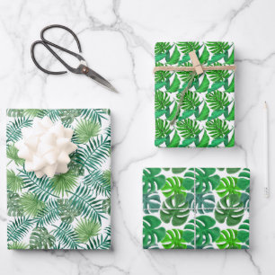Modern groen palmbladerenpatroon inpakpapier vel