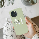 Modern groen | Persoonlijk Initiaal Case-Mate iPhone Case<br><div class="desc">Modern groen | Persoonlijk Initiaal</div>