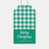 Modern Groen Plaid Script Vrolijk Kerstfeest Cadeaulabel (Voorkant)