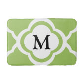 Modern groen Quatrefoil Monogram Badmat (Voorkant)