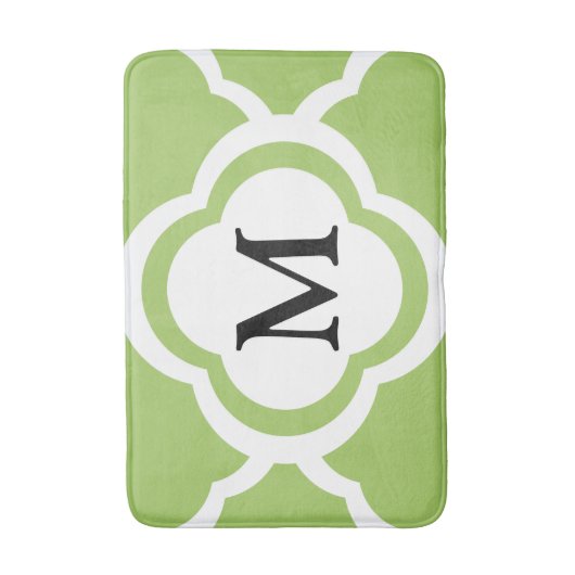 Modern groen Quatrefoil Monogram Badmat (Voorkant Verticaal)