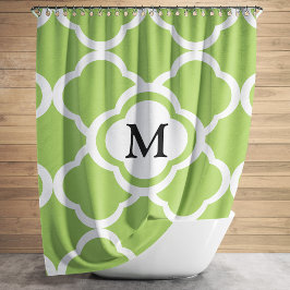 Modern groen Quatrefoil Monogram Douchegordijn