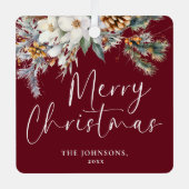 Modern groen Rode Kerst Familiefoto Metalen Ornament (Voorkant)