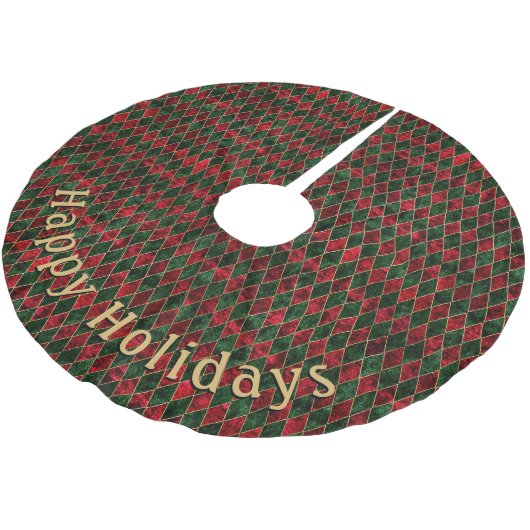 Modern Groen Rood Diamantpatroon Persoonlijk Beric Kerstboom Rok (Gekanteld)