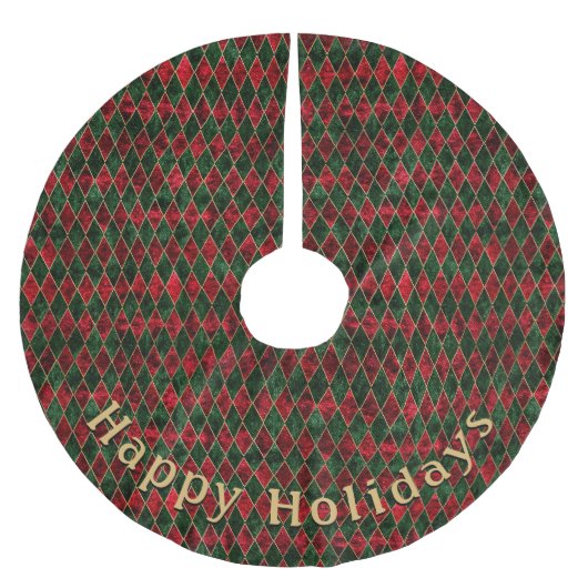 Modern Groen Rood Diamantpatroon Persoonlijk Beric Kerstboom Rok (Voorkant)