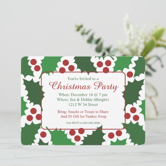 Modern groen & rood Jolly Holly Kerstmis Kaart (Staand voorkant)