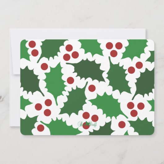 Modern groen & rood Jolly Holly Kerstmis Kaart (Achterkant)
