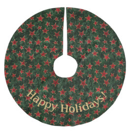 Modern groen rood sterren patroon personaliseer be kerstboom rok
