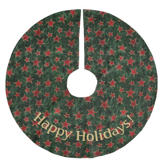 Modern groen rood sterren patroon personaliseren b kerstboom rok (Voorkant)