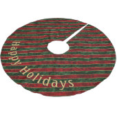 Modern Groen Rood Streeppatroon Persoonlijk Berich Kerstboom Rok (Gekanteld)