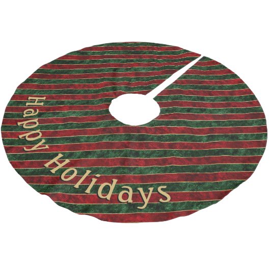 Modern Groen Rood Streeppatroon Persoonlijk Berich Kerstboom Rok (Gekanteld)