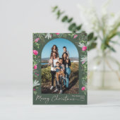 Modern Groen Roze Botanische Boog Vrolijk Kerstfee Briefkaart (Staand voorkant)