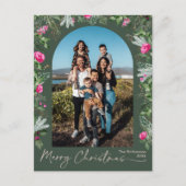 Modern Groen Roze Botanische Boog Vrolijk Kerstfee Briefkaart (Voorkant)