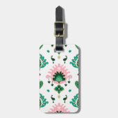 Modern groen roze girly ikat stammenpatroon bagagelabel (Voorkant verticaal)