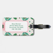 Modern groen roze girly ikat stammenpatroon bagagelabel (Achterkant horizontaal)