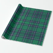Modern groen ruitpatroon cadeaupapier (Uitgerold)
