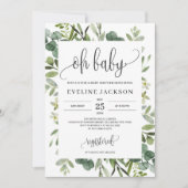 Modern groen sappige bloemetjes op baby shower kaart (Voorkant)