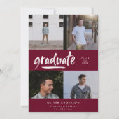 Modern groen script 4 foto's met afstuderen kaart (Voorkant)