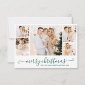 Modern Groen Script 5 Fotocollage Kerst Kaart (Voorkant)