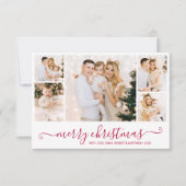 Modern Groen Script 5 Fotocollage Kerst Kaart (Voorkant)