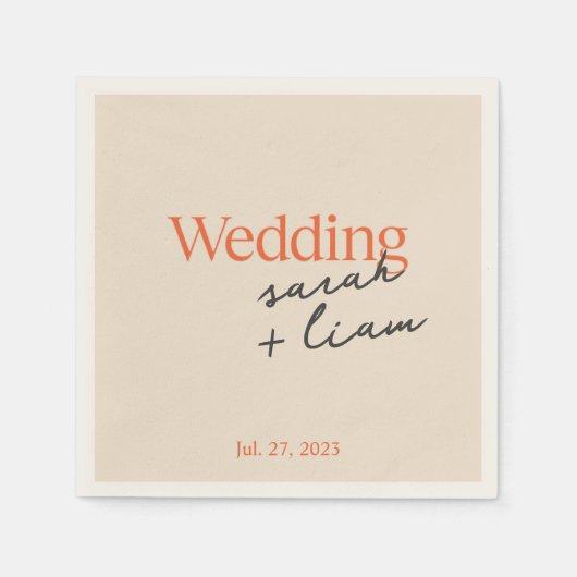 Modern groen script bruiloft servetten (Voorkant)