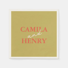 Modern groen script bruiloft servetten