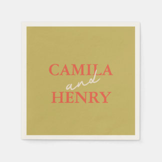 Modern groen script bruiloft servetten