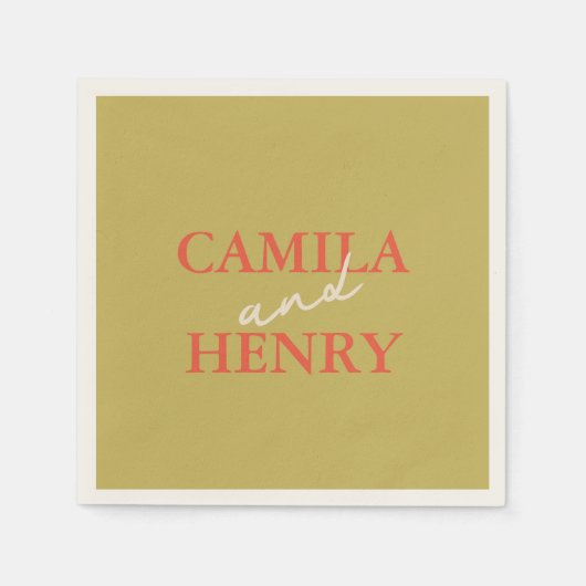 Modern groen script bruiloft servetten (Voorkant)