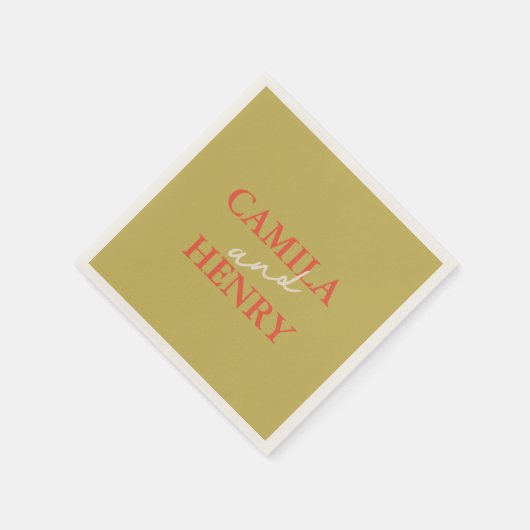 Modern groen script bruiloft servetten (Hoek)